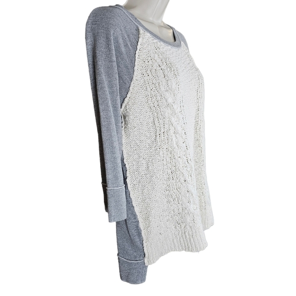 Anthropologie's Dolan Parknit Contrast Gray Jersey & Ivory Chunky Cable Knit Tee - Picture 11 of 11